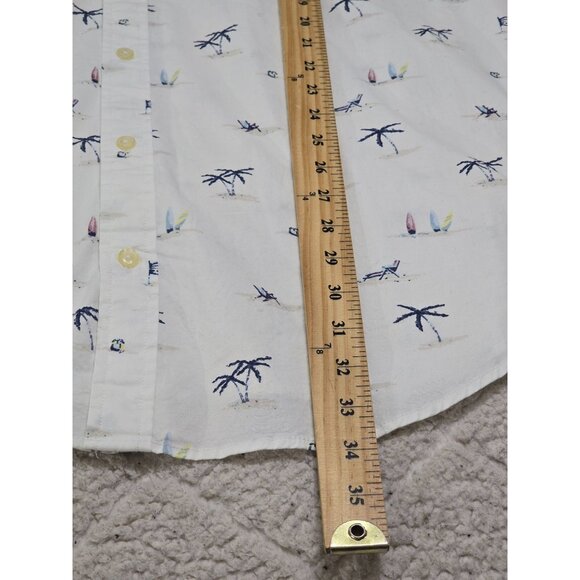 Big & Tall Sonoma White Beach‎ Print Cotton Blend Button-Down Shirt 2XB - Picture 10 of 12